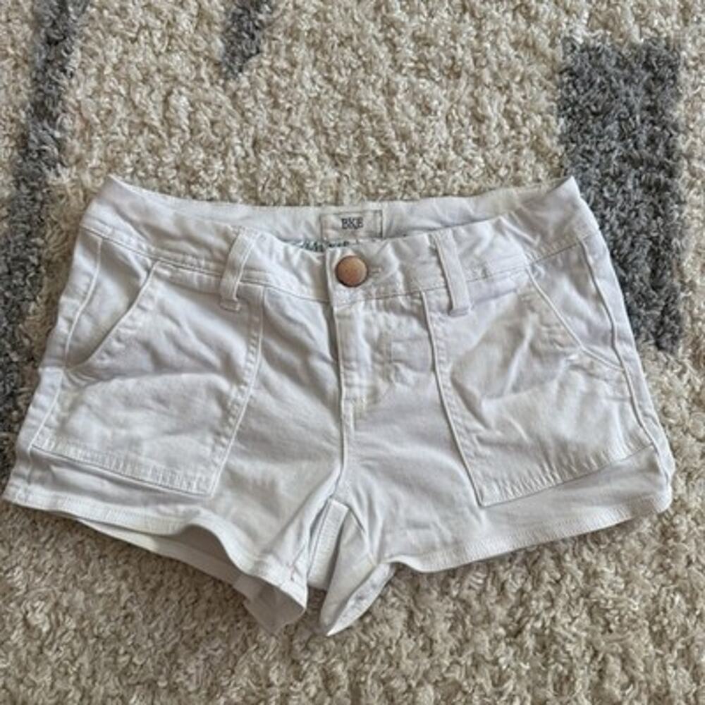 Vtg BKE Chino Shorts Womens 25 White Low Rise Stretch Y2K Preppy 28x3